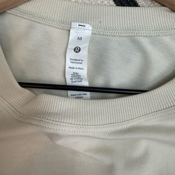 Lululemon Pima Cotton Side-Cinch Long Sleeve Shirt Natural Ivory Size 10 - Picture 6 of 10